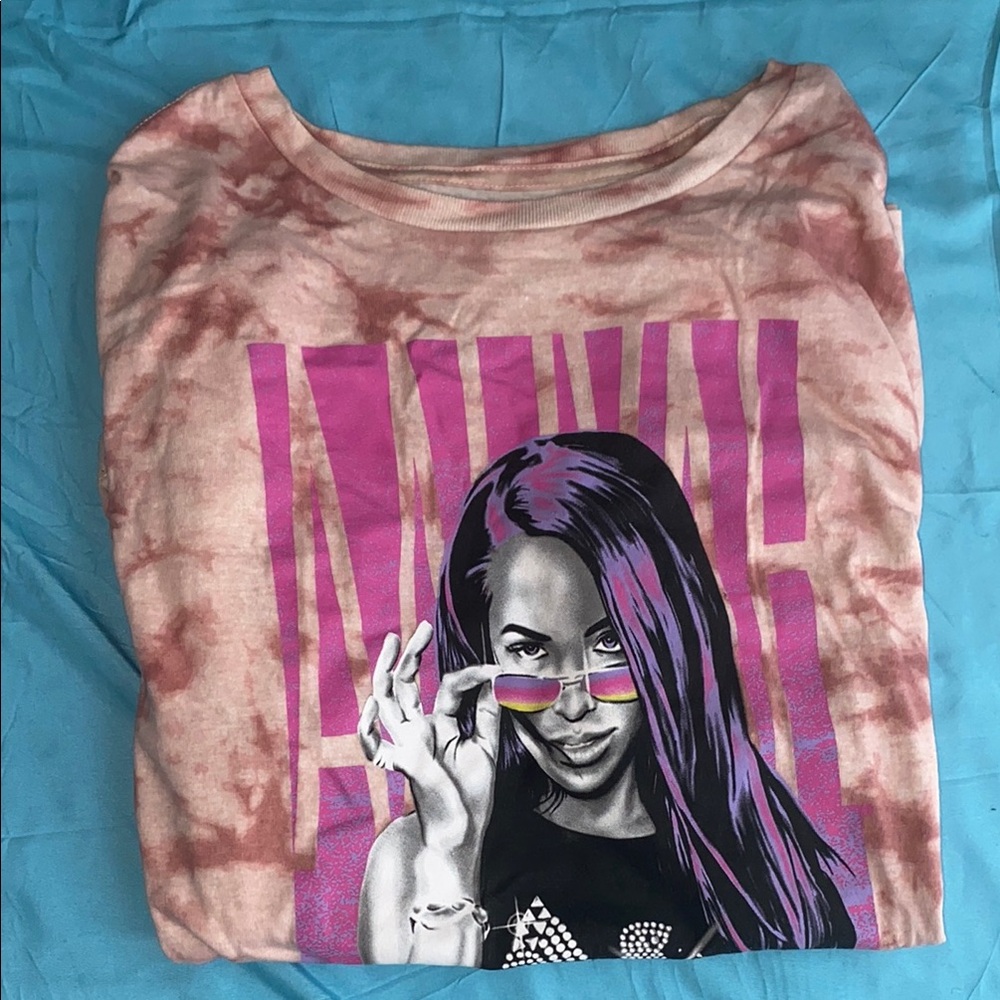 Aaliyah Graphic Tie-Dye T-Shirt with Pink Accents